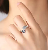 sterling silver hamsa hand and evil eye open ring