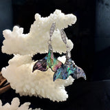 Abalone Shell Mermaid Tail Earrings in Sterling Silver with Cubic Zirconia 1