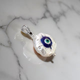 Baroque pearl pendant decorated with evil eye detail