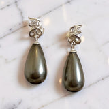 Black Drop Pearl Earrings