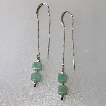 Sterling Silver Ear Threader with Amazonite cubes