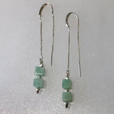 Sterling Silver Ear Threader with Amazonite cubes