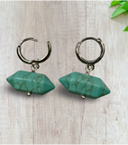Double Pointed Hexagonal Gem Huggie Earring Hoops