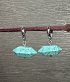 Double Pointed Hexagonal Gem Huggie Earring Hoops