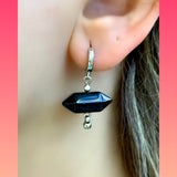 Double Pointed Hexagonal Gem Huggie Earring Hoops