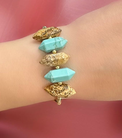 Double pointed Hexagonal Gem Bracelet