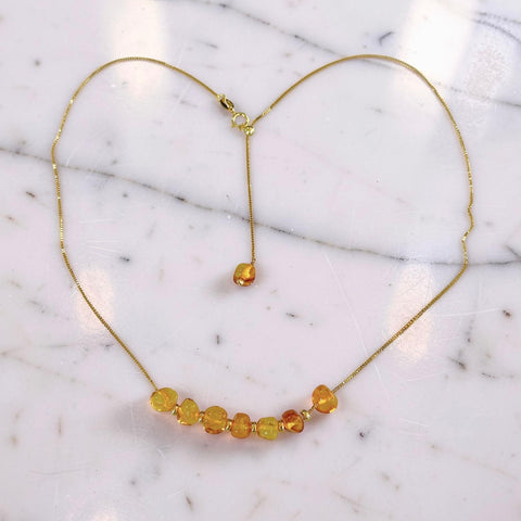 Floating Amber Beads on Sterling Silver Chain Necklace