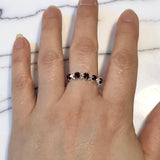 Handmade Swarovski Crystal Stretch Ring with Sterling Silver Beads – Adjustable Comfortable Fit