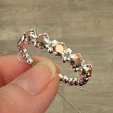 Handmade Swarovski crystal stretch ring with sterling silver beads