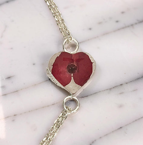 Heart Shaped Bracelet with Real Flowers