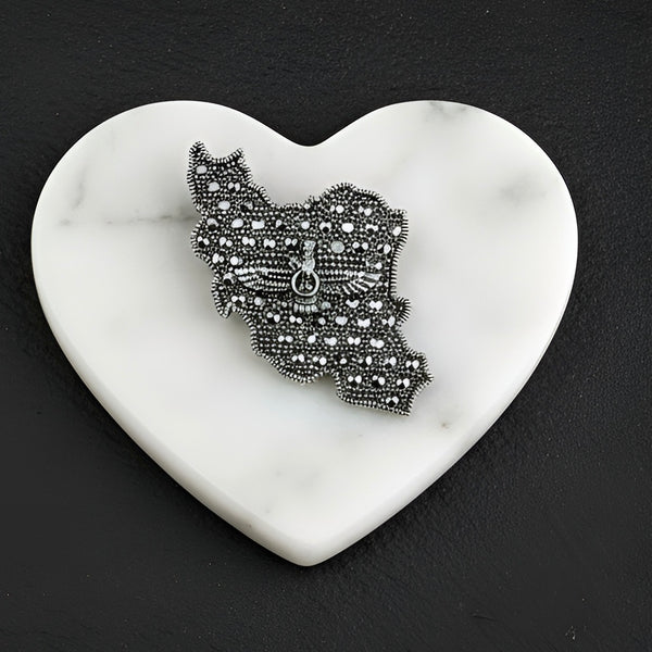 "IRAN" Pendant & Brooch made with Sterling Silver and Marcasite