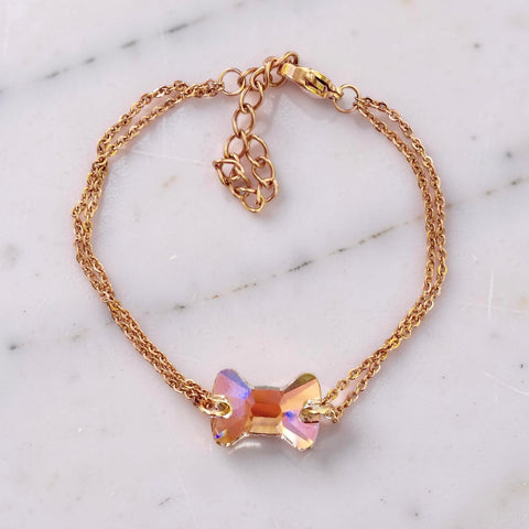 Rose-gold Swarovski Bow Connector with Chain