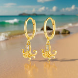 Sterling Silver Octopus Huggie Earrings