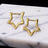 Sterling Silver Star Huggie earrings, Earring Hoops