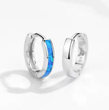 Sterling silver & Blue Opal Huggie Earrings