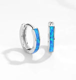 Sterling silver & Blue Opal Huggie Earrings