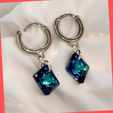 Swarovski Bermuda Blue Rhombus Huggie Earrings