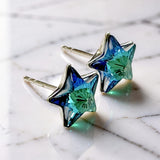 Swarovski Star Earring Studs, Bermuda Blue or Vitrail Light Colour