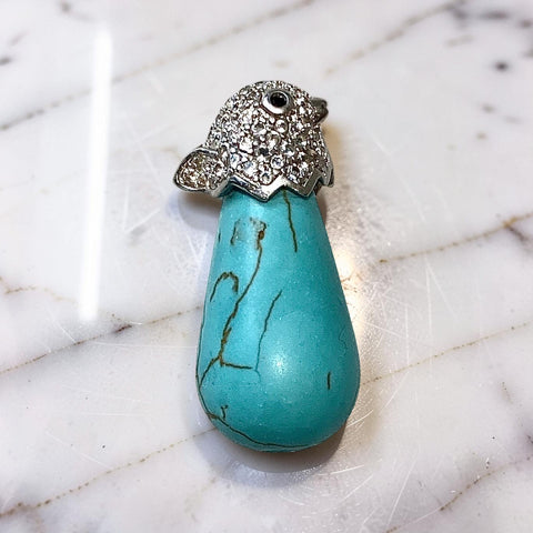 Turquoise Necklace with Silver Bird Bail