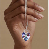 Swarovski Vitrail Light heart crystal necklace with sparkling cubic zirconia heart shaped sterling silver bail and matching silver chain.