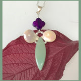 Aventurine and Pearl Cross Pendant