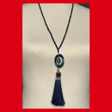 Azurite Long Necklace with Blue Tassel