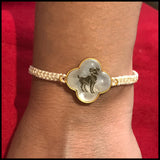 Bracelets; 4Clover Birth Sign with 18ct Gold Frame