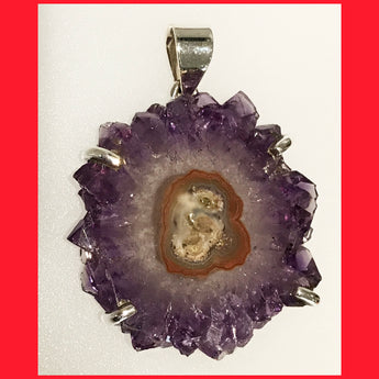 Chunky Amethyst Slice Pendant