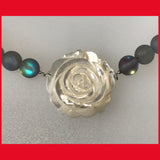 Chunky Mother of Pearl Flower with Opalite Beads Necklace