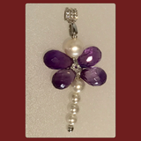 Dragonfly Pendant made with Amethyst and Pearl