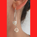 Earrings; Sterling Silver Letter and Heart on Wishbone Earrings