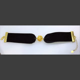 Gold Wire Ball Bracelet with Wide Velvet Ribbon Band