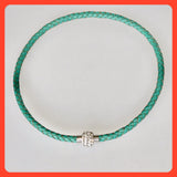 Green Braided Leather Choker-Bracelet