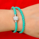 Green Braided Leather Choker-Bracelet