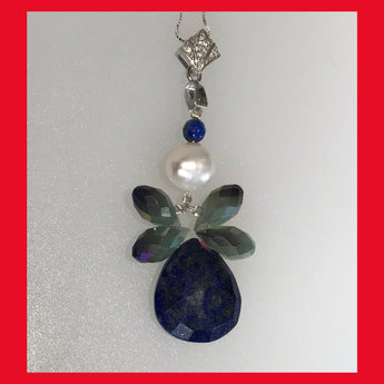 Lapis Lazuli Multi Gems Angel Necklace