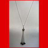 Long Necklace with Grey Pearls Tassel