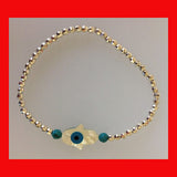 MOP Shell Hamsa Bracelet with Sterling Silver beads