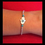 MOP Shell Hamsa Bracelet with Sterling Silver beads