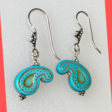 Paisley Turquoise Earrings with Sterling Silver Hooks