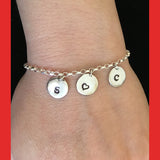 Personalised Name Bracelet with Stamped Letter Silver Coins