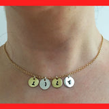 Personalised Name Necklace with Stamped Initial Silver Coins