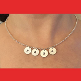 Personalised Name Necklace with Stamped Initial Silver Coins