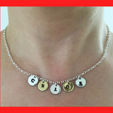 Personalised Name Necklace with Stamped Initial Silver Coins
