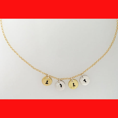 Personalised Name Necklace with Stamped Initial Silver Coins