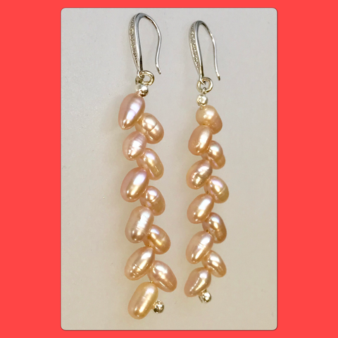 Pink Wheat Freshwater Pearl Earrings