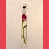 Real Rose Stem Pendant silver