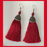 Rhinestone Red Tassel Earrings