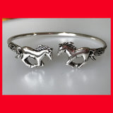 Sterling Silver Double Horses Bangle