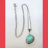 Turquoise Nugget with Rhinstone Frame Necklace