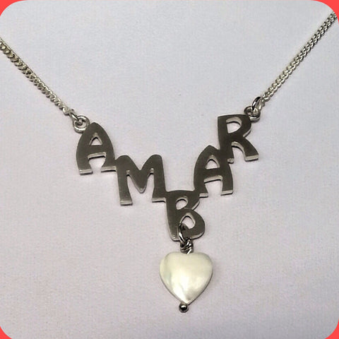 “V” Shaped Personalised Sterling Silver Name Necklace
